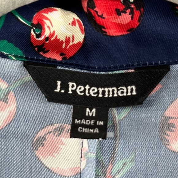 J. Peterman Dress Retro Cherry Print Button Front Collared Pockets NWOT Medium - Picture 13 of 13